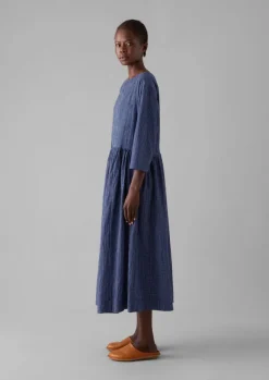 Women TOAST Loungewear|Dresses*Check Crinkle Cotton Boat Neck Dress