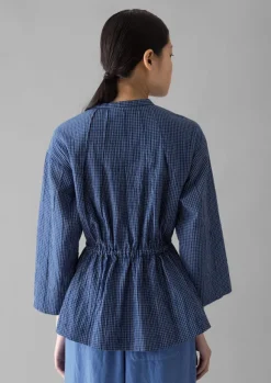 Women TOAST Loungewear|Tops & Tees*Check Crinkle Cotton Tie Shirt