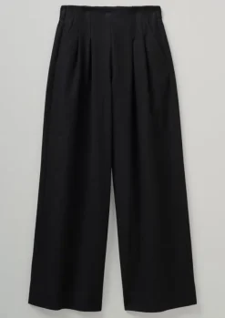 Women TOAST Trousers*Corinne Wool Cotton Herringbone Wide Leg Trousers