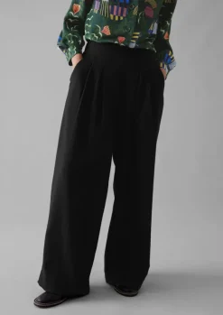 Women TOAST Trousers*Corinne Wool Cotton Herringbone Wide Leg Trousers