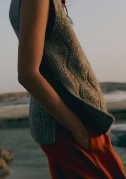 Women TOAST Knitwear*Cotton Alpaca Reverse Cable Tank