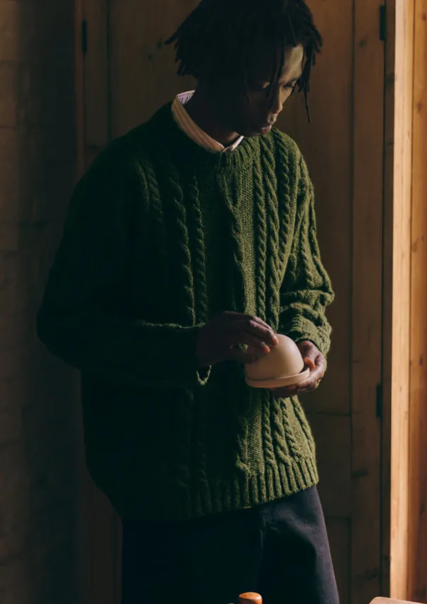 TOAST Knitwear*Donegal Wool Cable Sweater