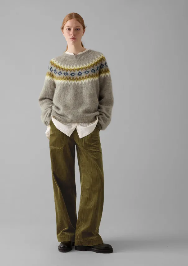 Women TOAST Knitwear*Fair Isle Yoke Mohair Blend Easy Sweater