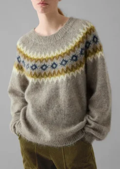 Women TOAST Knitwear*Fair Isle Yoke Mohair Blend Easy Sweater