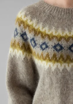 Women TOAST Knitwear*Fair Isle Yoke Mohair Blend Easy Sweater