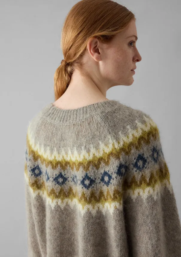 Women TOAST Knitwear*Fair Isle Yoke Mohair Blend Easy Sweater