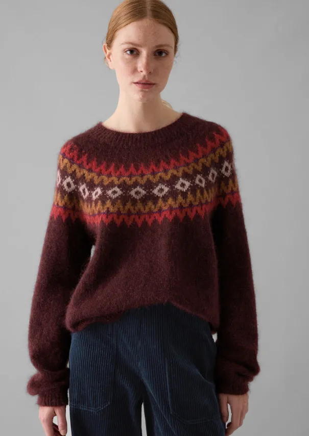 Women TOAST Knitwear*Fair Isle Yoke Mohair Blend Easy Sweater
