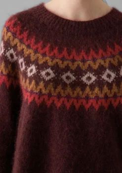 Women TOAST Knitwear*Fair Isle Yoke Mohair Blend Easy Sweater