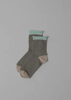 Women TOAST Socks & Tights|Cashmere*Fine Stripe Cotton Cashmere Socks