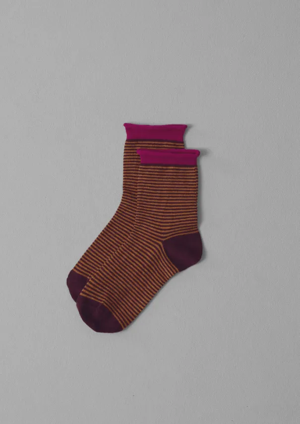 Women TOAST Socks & Tights|Cashmere*Fine Stripe Cotton Cashmere Socks