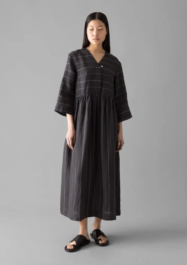 Women TOAST Linen|Loungewear*Fine Stripe Linen V-Neck Dress