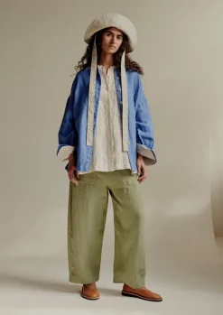 Women TOAST Linen|Loungewear*Garment Dyed Linen Barrel Leg Trousers