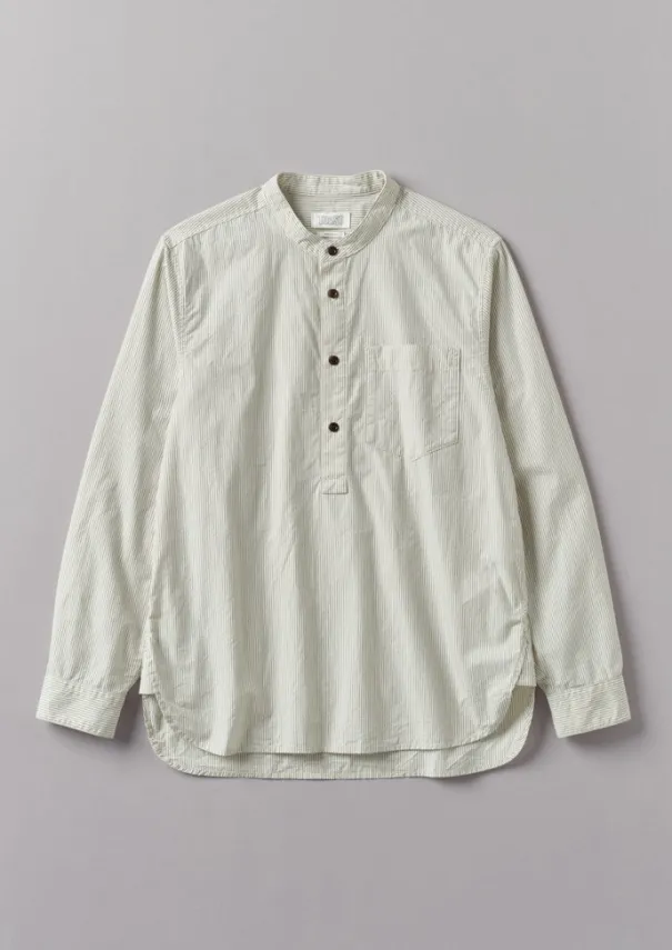 TOAST Shirts*Grandad Collar Stripe Pullover Shirt