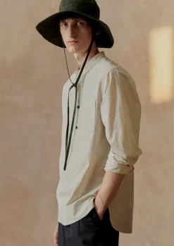 TOAST Shirts*Grandad Collar Stripe Pullover Shirt