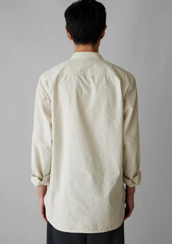 TOAST Shirts*Grandad Collar Stripe Pullover Shirt