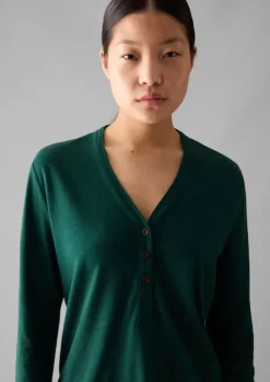 Women TOAST Linen|Jersey*Half Placket Cotton Linen Tee