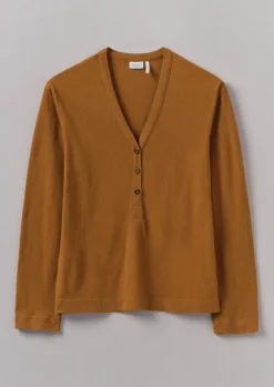 Women TOAST Linen|Jersey*Half Placket Cotton Linen Tee