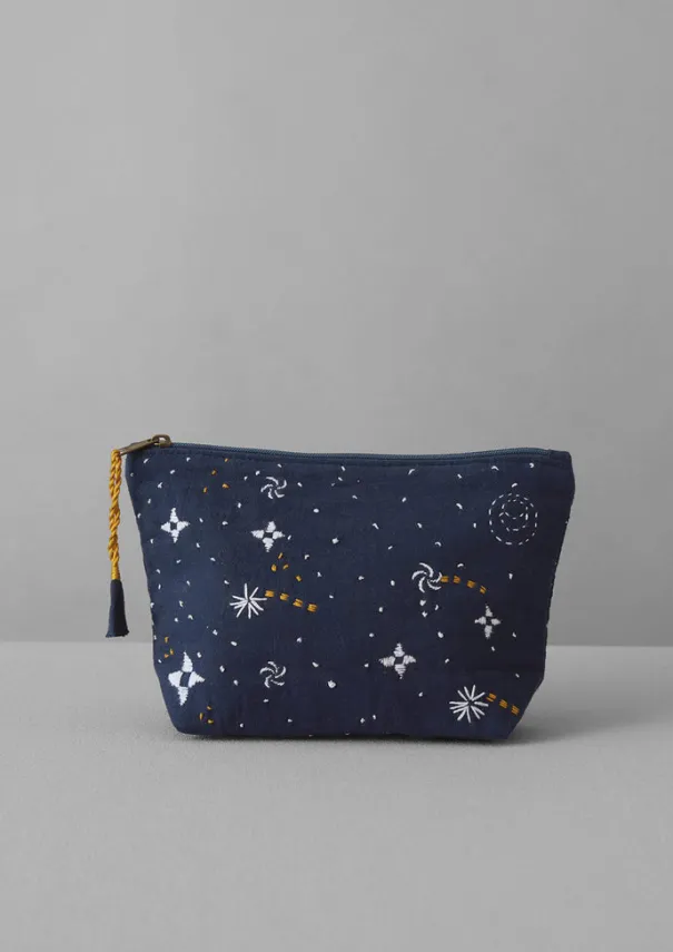 TOAST Textiles|Bathroom*Hand Embroidered Celestial Pouch