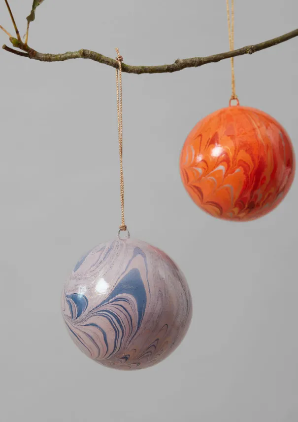 TOAST Christmas Decorations*Hand Marbled Bauble