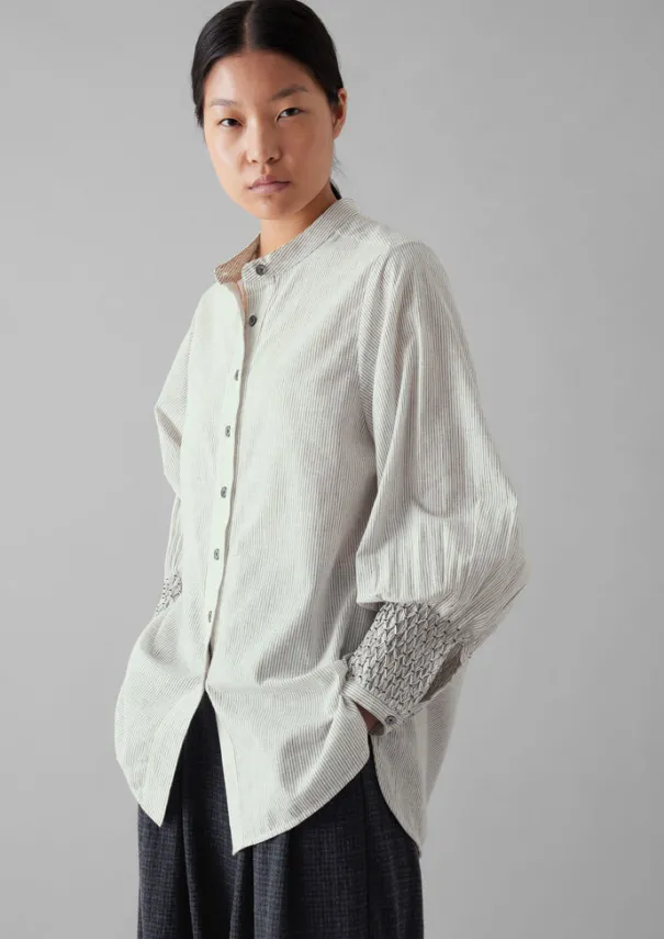 Women TOAST Shirts|Tops & Tees*Hand Smocked Stripe Cotton Linen Shirt