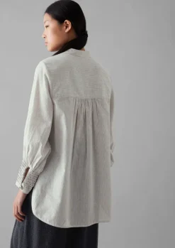 Women TOAST Shirts|Tops & Tees*Hand Smocked Stripe Cotton Linen Shirt