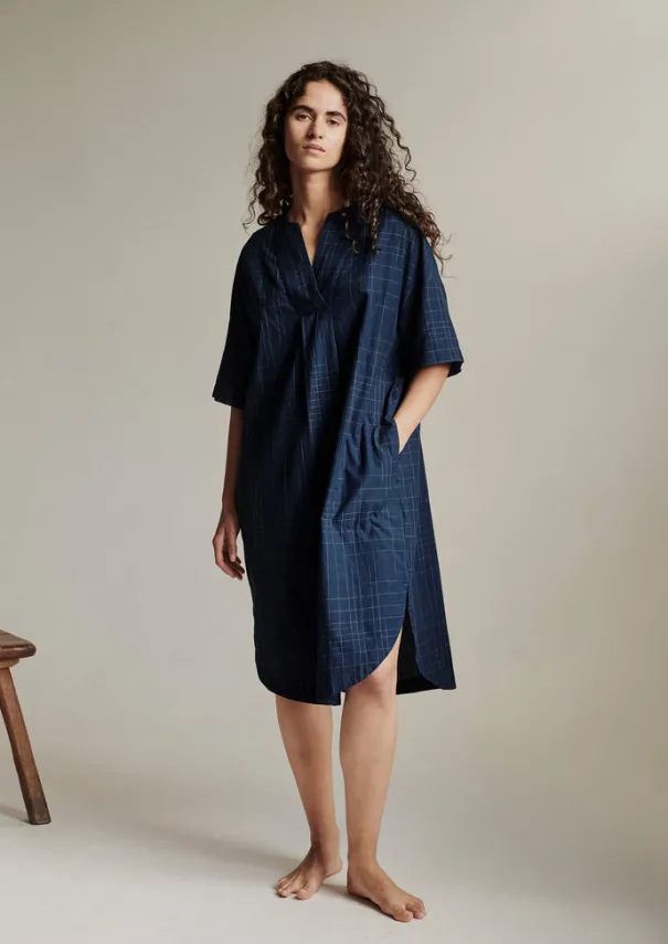 Women TOAST Nightwear|Loungewear*Hand Woven Sketched Check Nightdress
