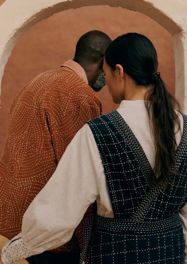 Women TOAST Dresses*Kantha Stitched Wrap Pinafore Dress