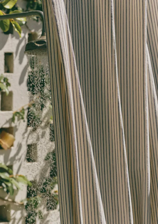 TOAST Bathroom*Organic Cotton Pyjama Stripe Shower Curtain