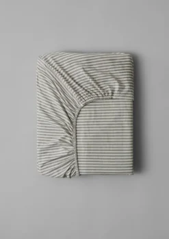 TOAST Textiles|Bed Linen*Organic Cotton Ticking Stripe Fitted Sheet