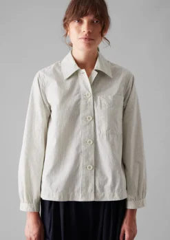 Women TOAST Shirts|Tops & Tees*Patch Pocket Stripe Organic Cotton Shirt