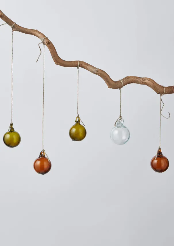 TOAST Glass|Christmas Decorations*Small Hand Blown Glass Bauble Set