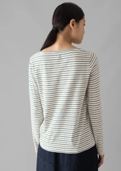Women TOAST Jersey|Tops & Tees*Stripe Cotton Open Neck Tee