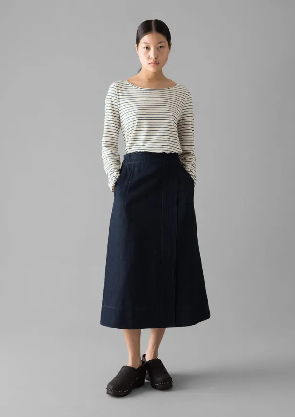 Women TOAST Jersey|Tops & Tees*Stripe Cotton Open Neck Tee