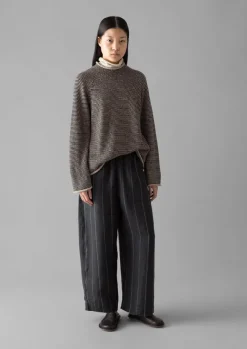 Women TOAST Linen|Jersey*Stripe Linen Cotton Sweater