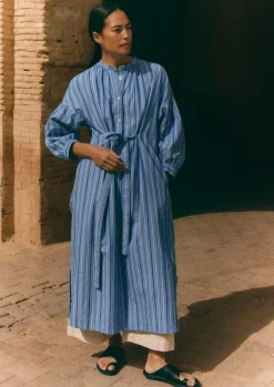 Women TOAST Dresses*Stripe Poplin Gathered Dress