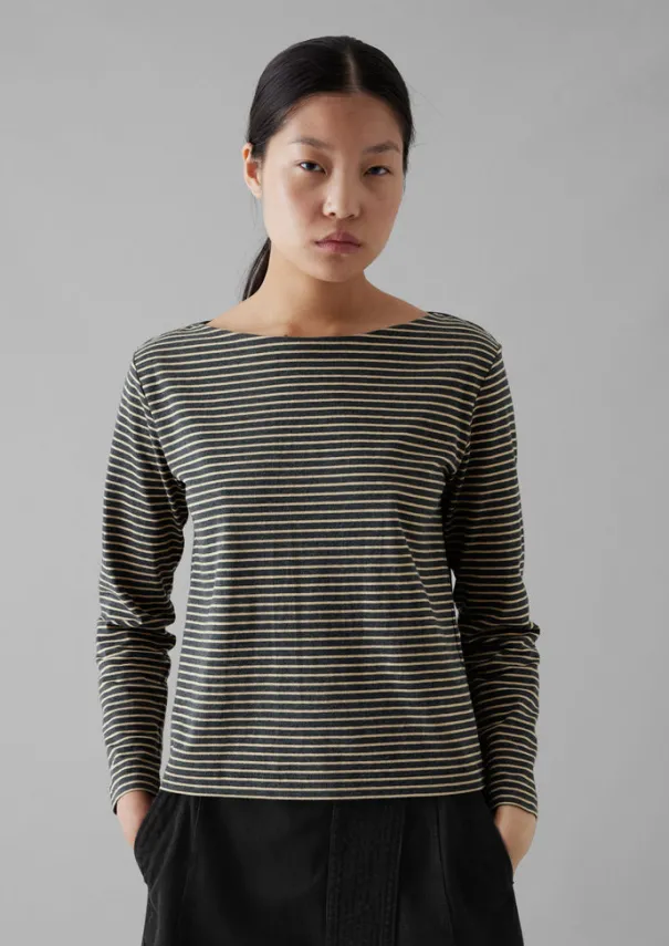 Women TOAST Jersey|Tops & Tees*Stripe Soft Cotton Long Sleeve Tee