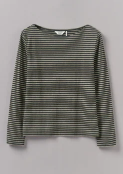 Women TOAST Jersey|Tops & Tees*Stripe Soft Cotton Long Sleeve Tee