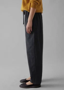 Women TOAST Trousers*Suki Wool Cotton Seersucker Check Trousers