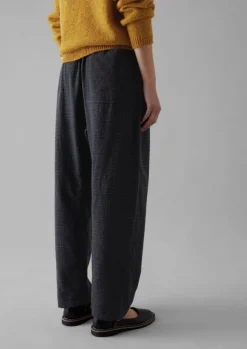 Women TOAST Trousers*Suki Wool Cotton Seersucker Check Trousers