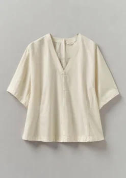 Women TOAST Tops & Tees*Textured Cotton Poplin V-Neck Top