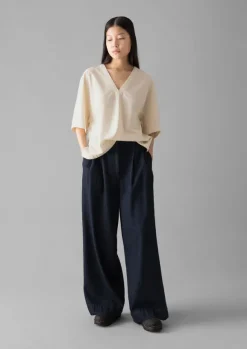 Women TOAST Tops & Tees*Textured Cotton Poplin V-Neck Top