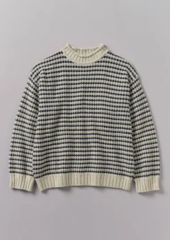 TOAST Knitwear*Tucking Stripe Wool Cotton Sweater