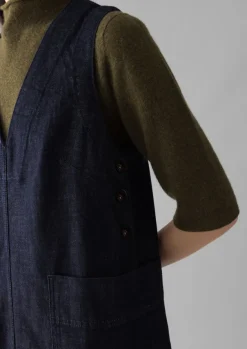 Women TOAST Denim|Workwear*V-Neck Denim Pinafore Dress