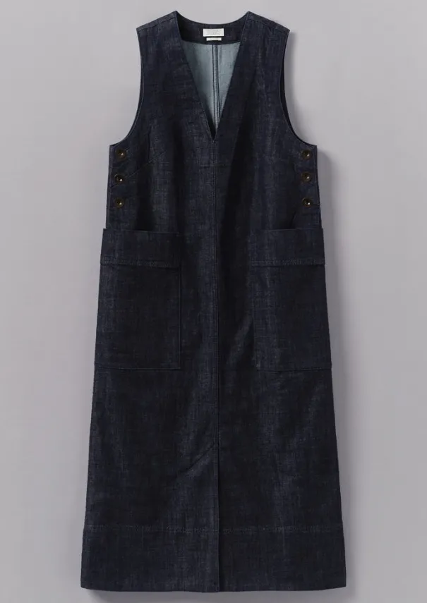 Women TOAST Denim|Workwear*V-Neck Denim Pinafore Dress