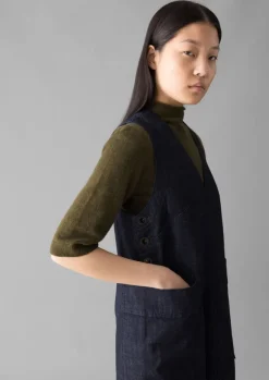 Women TOAST Denim|Workwear*V-Neck Denim Pinafore Dress
